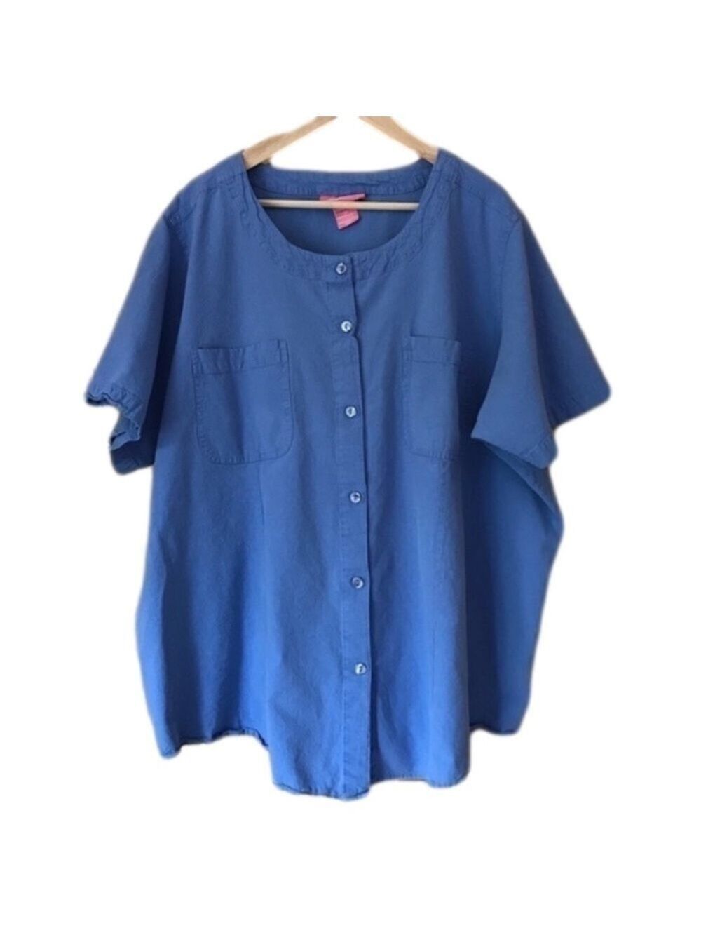 Woman Within button front gauzy short sleeve blouse size 3X